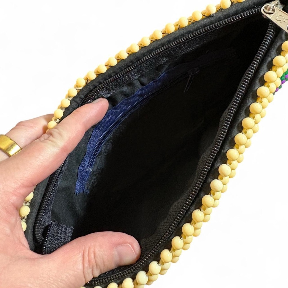 Vintage Beaded Clutch Bag in Cream, Green & Purple - Picture 5 of 8
